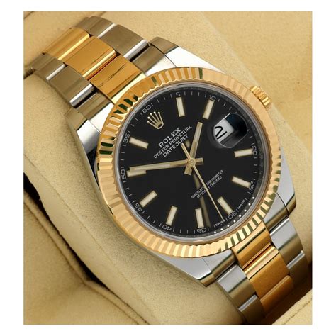 rolex datejust silver met goud black face|rolex datejust 41.